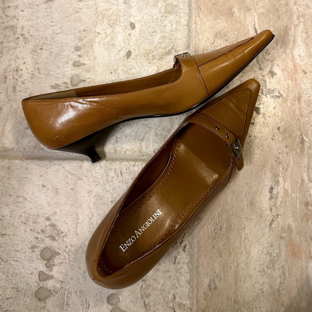 Enzo Angioloni - Kitten Heel Leather Shoes - 8M - Light Brown